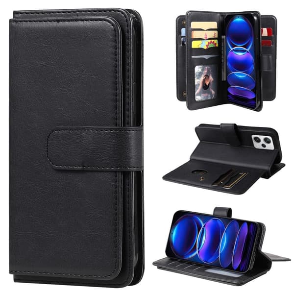 10-slot Lommebok Etui til Xiaomi Redmi Note 12 Pro Plus - Svart Black