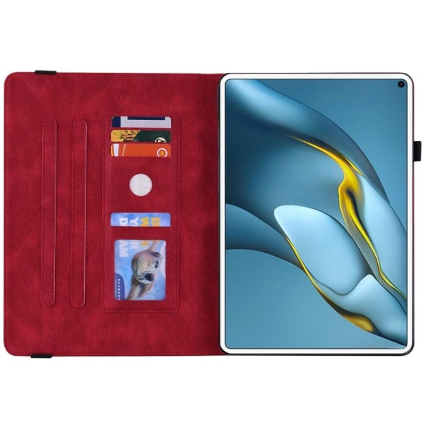Huawei MatePad Pro 10.8 (2021) läderfodral med fjärilsblommönster - Röd Röd