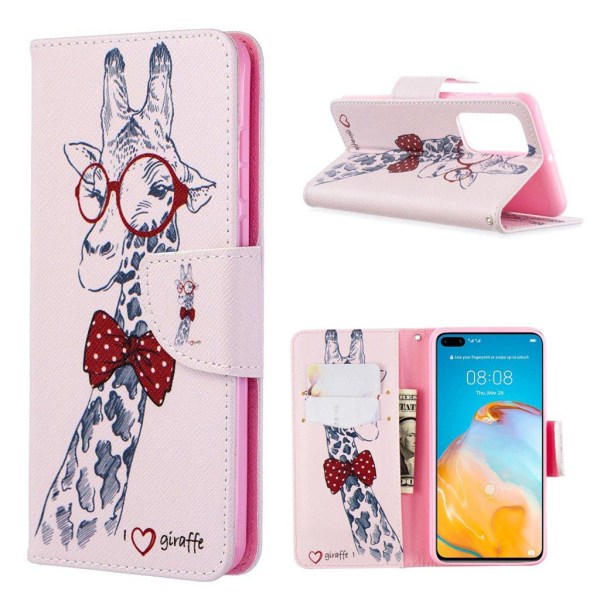 Wonderland Huawei P40 flip etui - Giraf Pink