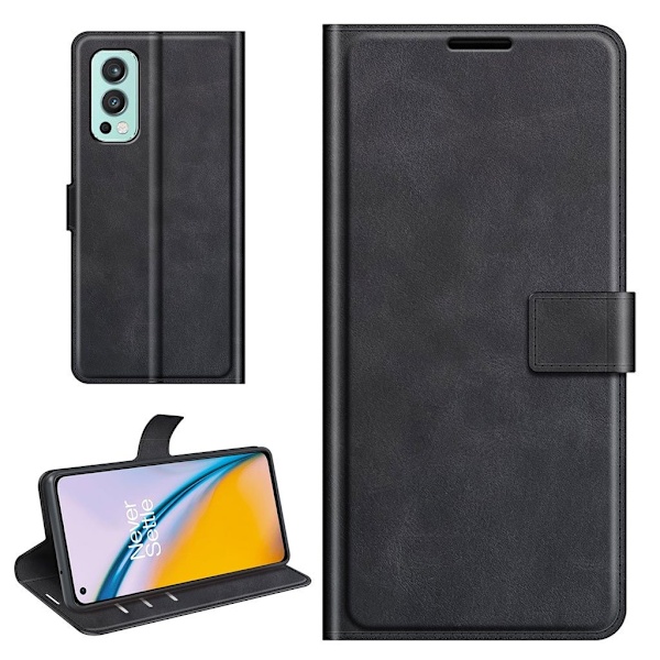 Lompakko Nahkakotelo For OnePlus Nord 2 5G - Musta Black
