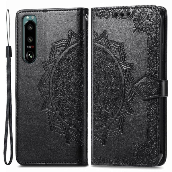 Mandala Sony Xperia 5 IV Flip Etui - Sort Black