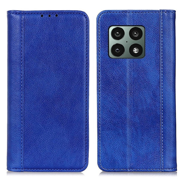Äkta läder OnePlus 10 Pro fodral med magnetisk stängning Blå