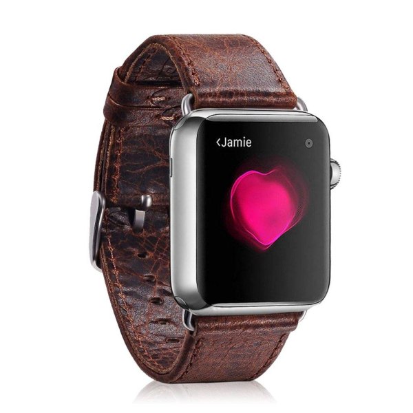 iCarer Classic Apple Watch Series 5 40mm ægte læder urrem - Kaffe Brown