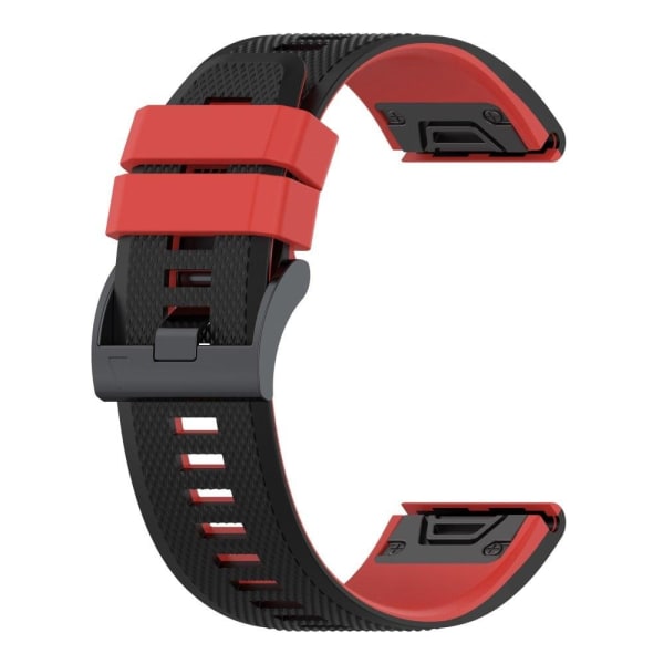 26 mm dubbelfärgat texturerat silikonarmband för Garmin-klocka - Svart / Röd Röd