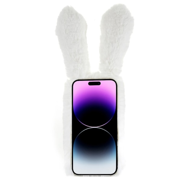 Fluffy Rabbit iPhone 14 Pro Max skal - Vit Vit