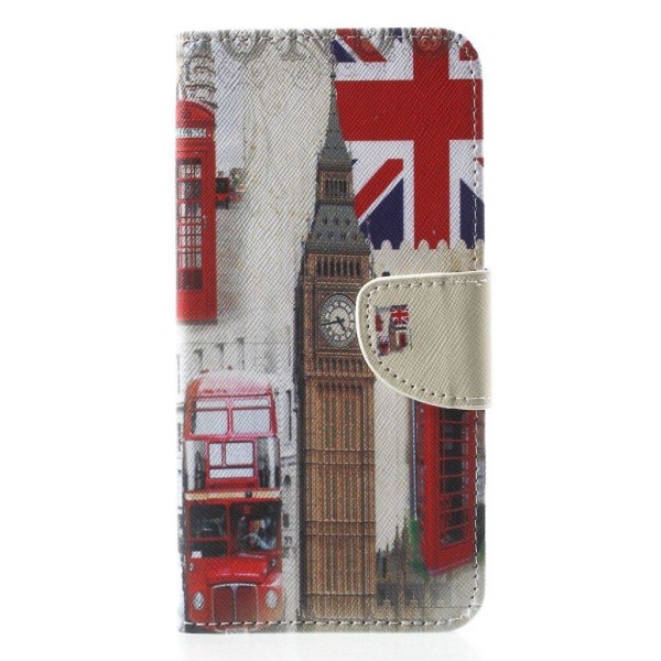 iPhone Xr flip cover i læder med mønsterprint - Big Ben Og Storbritanniens Flag Multicolor
