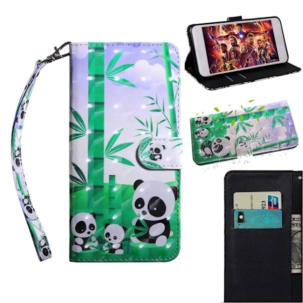 Huawei P30 Lite kuvio nahkakotelo - Pandat Multicolor