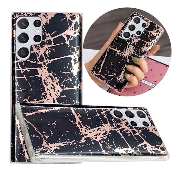 Deco Samsung Galaxy S23 Ultra Etui - Electroplated Sort Marmor Black