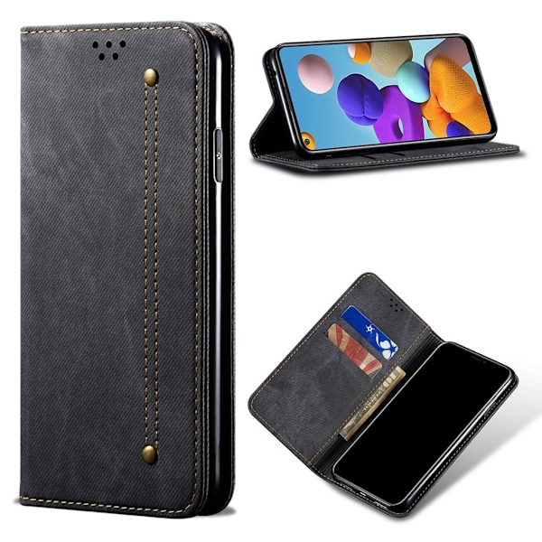 Jeans Samsung Galaxy A21s Etui - Sort Black