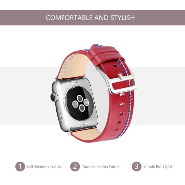 Apple Watch Series 4 40mm ægte læder Urrem - Rød Red