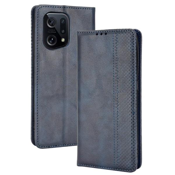 Bofink Vintage Oppo Find X5 læderetui - Blå Blue