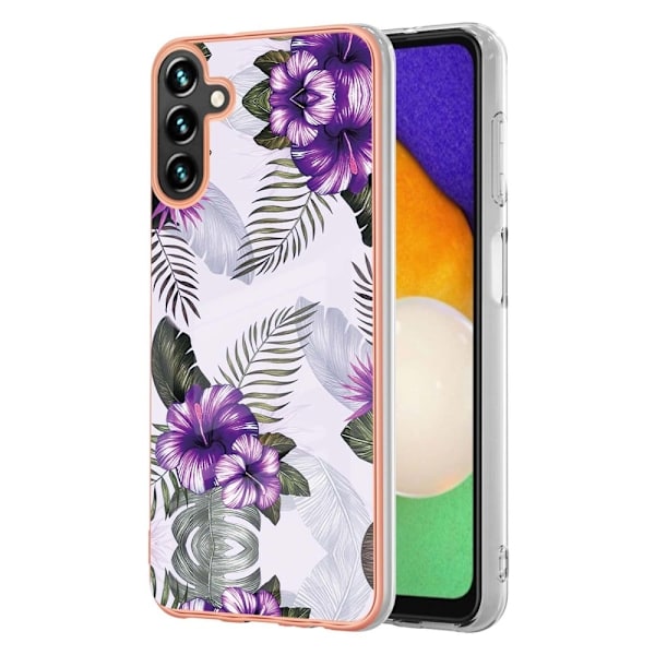 Marmormotiv Samsung Galaxy A34 5G skal - Lila Blommor Lila