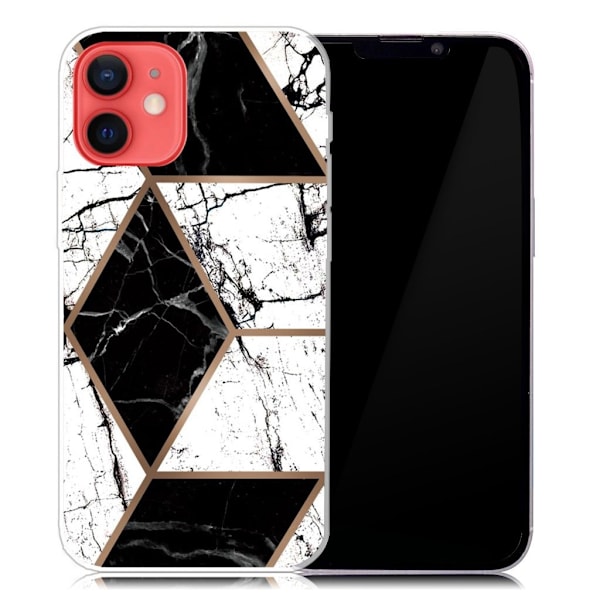 Marble iPhone 13 Mini Suojakotelo - Musta And Valkoinen Marble Shape Multicolor