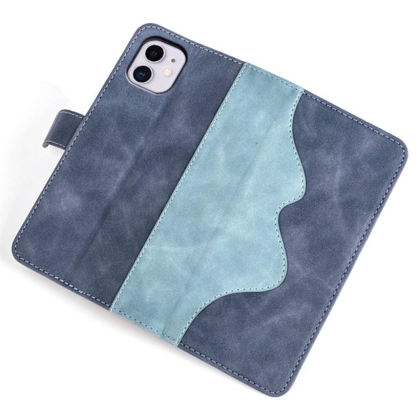 Two-color Leather Läppäkotelo For iPhone 11 - Sininen Blue