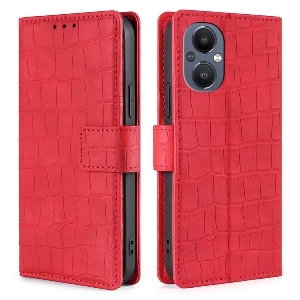 Læderetui med Krokodille Tekstur til OnePlus Nord N20 5G - Rød Red