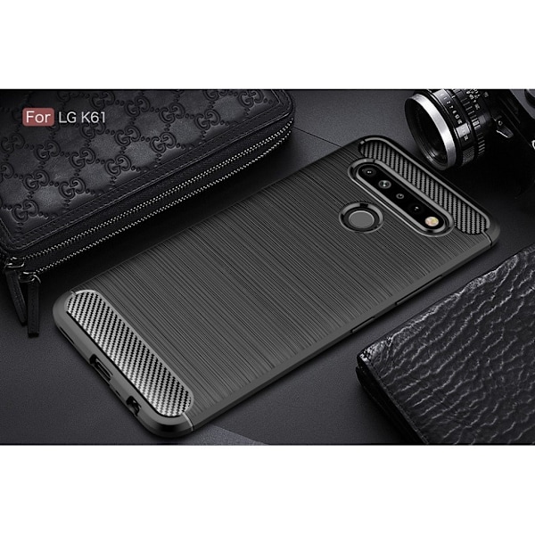 Carbon Flex cover - LG K61 - Sort Black