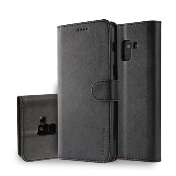LC.Imeeke läder Samsung Galaxy A8 (2018) fodral - Svart Svart