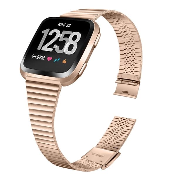Fitbit Versa 2 / Versa Lite stilfuld urrem i rustfrit stål - Rødguld Pink