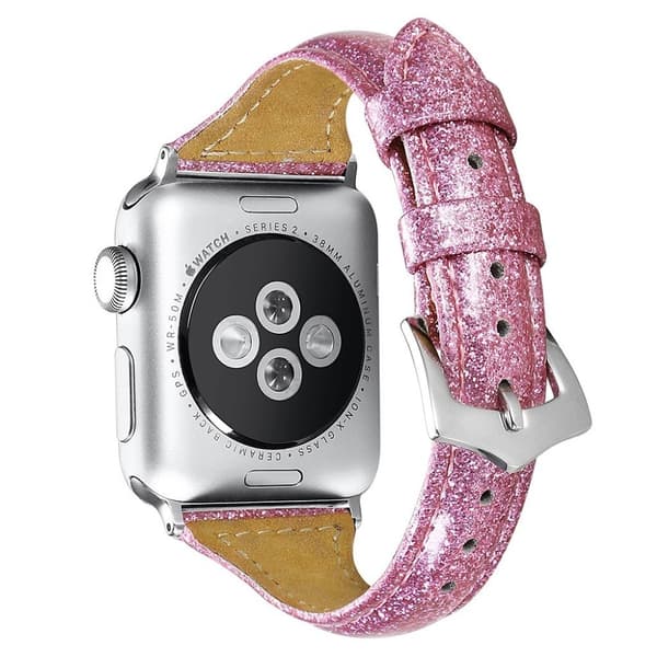 Apple Watch Series 5 44mm ægte læder Urrem - Lyserød Pink