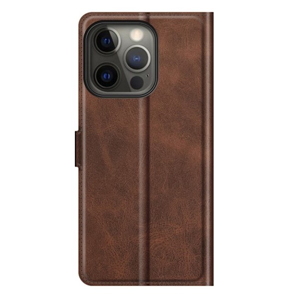 Hållbart konstläder iPhone 13 Pro fodral med plånbok - Brun Brun