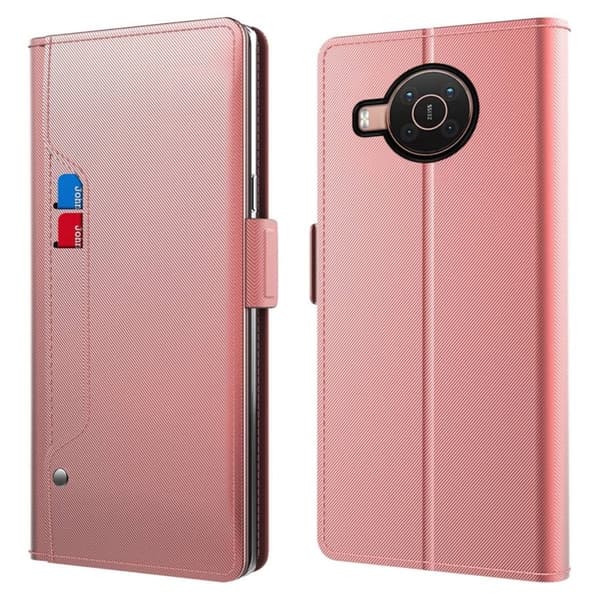 Phone Etui med Make-up Mirror og Slick Design til Nokia X10 - Rose Gull Pink