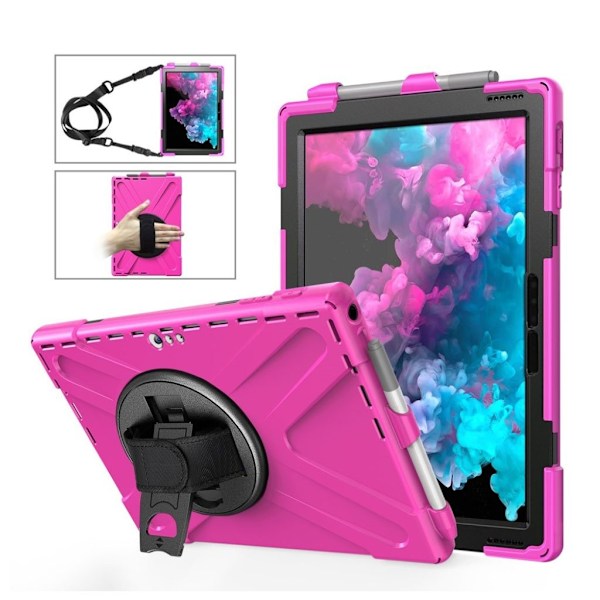 Microsoft Surface Pro 6 X-Shape kombo suojakotelo - Rose Pink