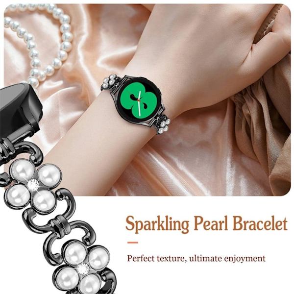 Samsung Galaxy Watch 5 / 5 Pro / (42mm) rhinestone blomsterformet urrem - Sort Black