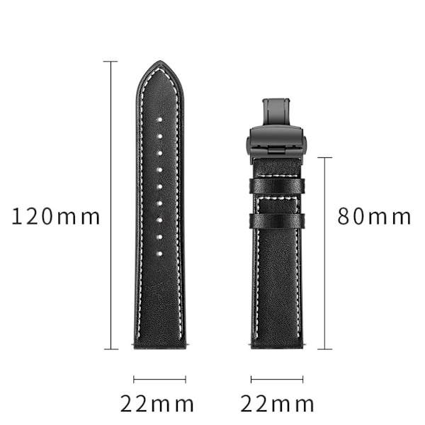 Samsung Gear S3 / S3 Frontier ægte læder Urrem - Sort Black