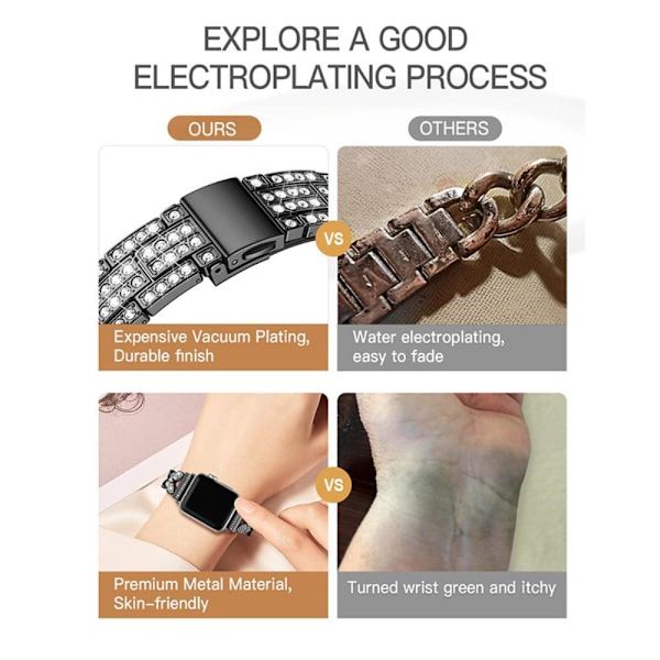 Apple Watch Series 8 (45mm) / Watch Ultra klockarmband med fjärilsdekor i strass - Svart Svart