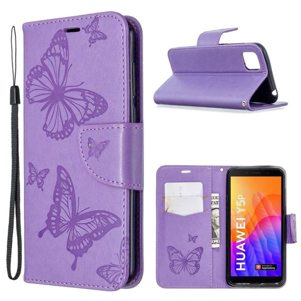 Butterfly Huawei Y5p / Honor 9s Flip Etui - Lilla Purple