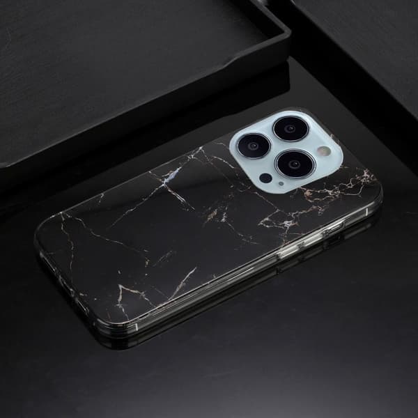 Marmormotiv iPhone 14 Pro Max skal - Svart Marmor Svart
