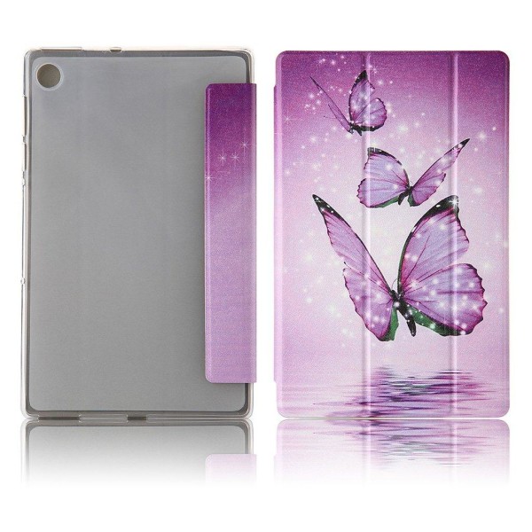 Lenovo Tab M10 FHD Plus tri-fold pattern leather flip case - Pur Purple