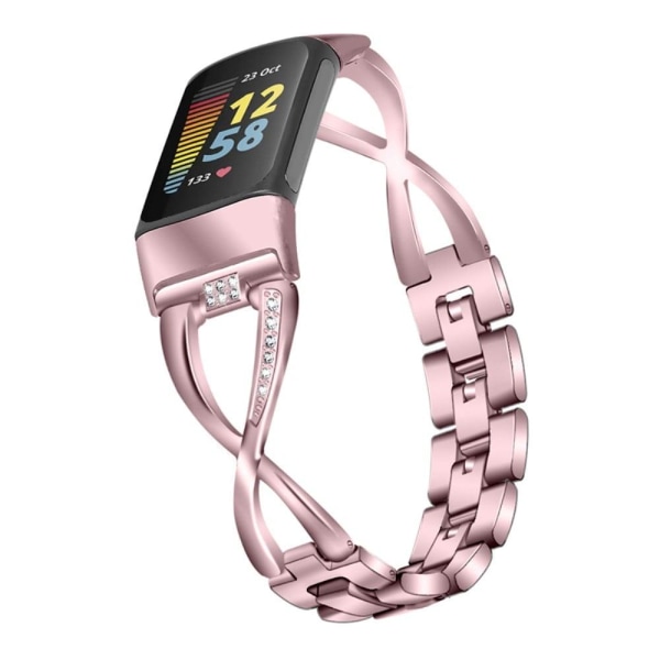 Fitbit Charge 5 Rhinestone X design -kellohihna - Ruusu Vaaleanpunainen Pink