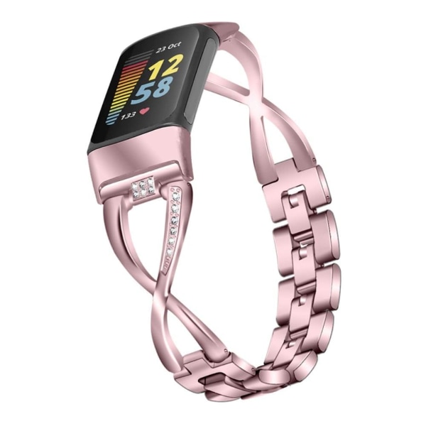 Fitbit Charge 5 Rhinestone X design watch strap - Rose Pink Rosa