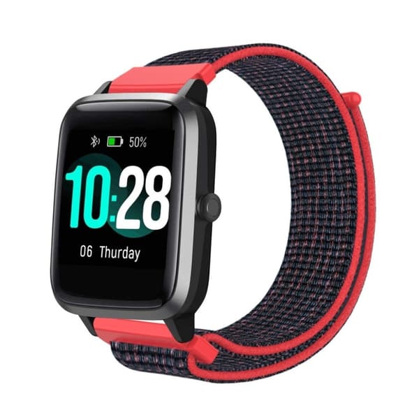 Nylon loop watch band for Haylou Solar watch - Red / Black Svart