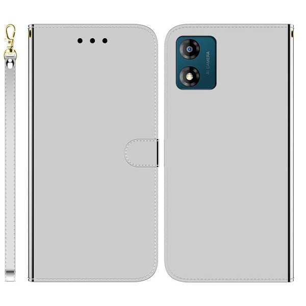 Mirror Motorola Moto E13 Flip Etui - Sølv Silver grey
