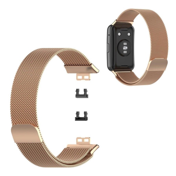 Huawei Watch Fit ruostumattomasta teräksestä valmistettu ranneke - Ruusukulta Pink