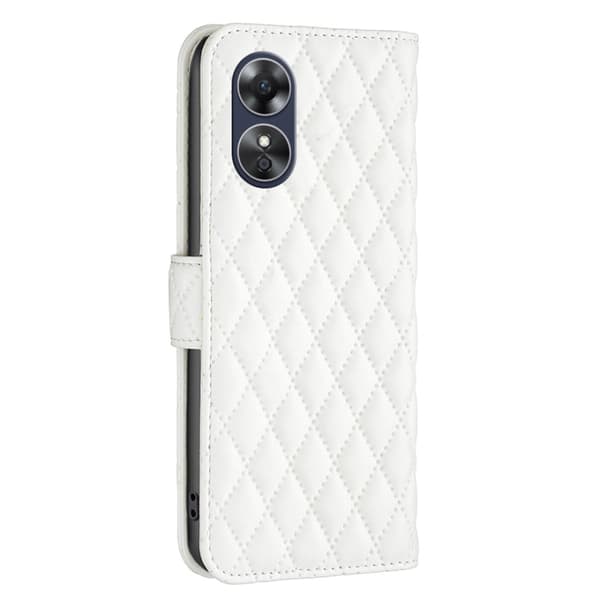 Rhombus mat Oppo A17 flip etui - Hvid White