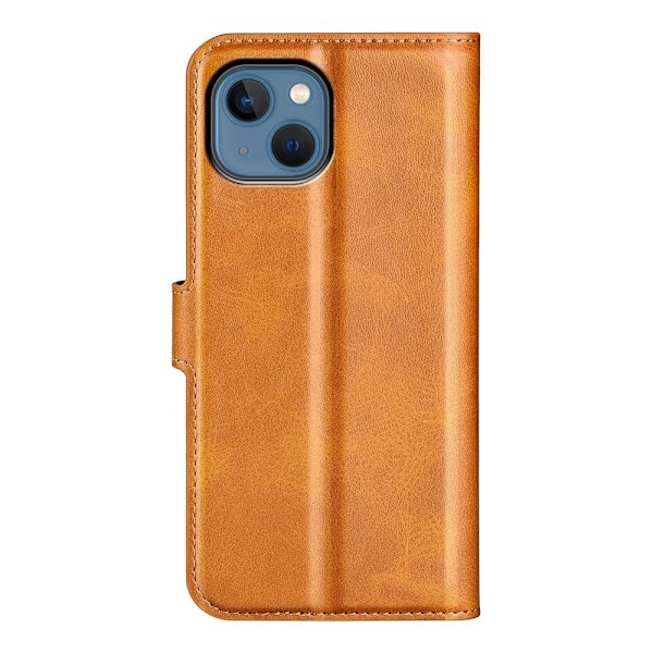 Hållbart konstläder iPhone 14 fodral med plånbok - Gul Gul