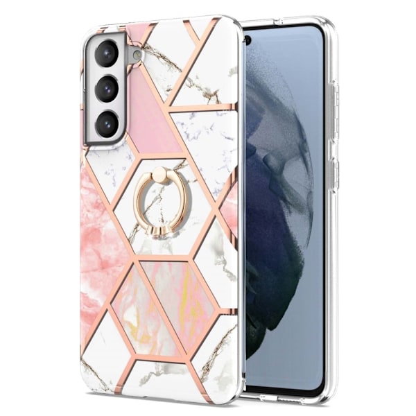 Marmormotiv Samsung Galaxy S21 FE skal - Rosa / Vit Rosa