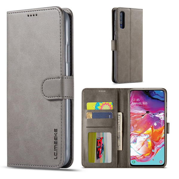 LC.Imeeke läder Samsung Galaxy A50 fodral - Silver/Grå Silvergrå