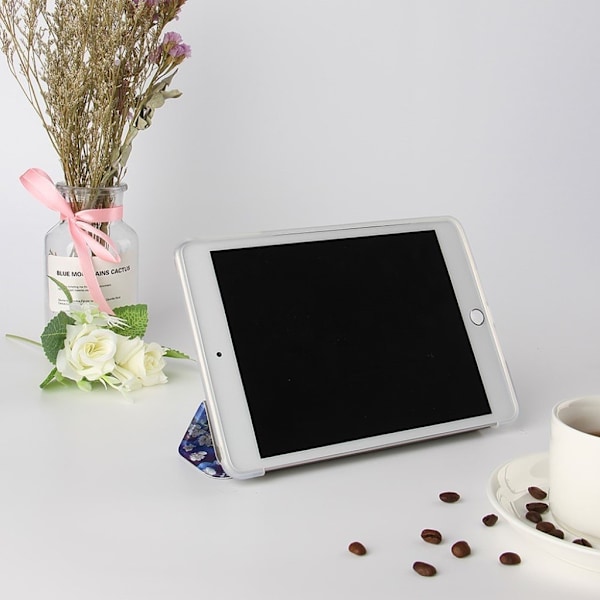 iPad Mini (2019) kestävä kolmiosainen nahkakotelo - Sininen Perhonen Blue