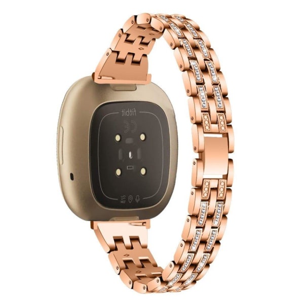 Fitbit Sense / Versa 3 stylish rhinestone décor watch band - Rose Gold Pink