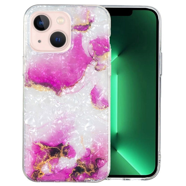 Marble iPhone 15 Plus Etui - Rød Marmor Pink