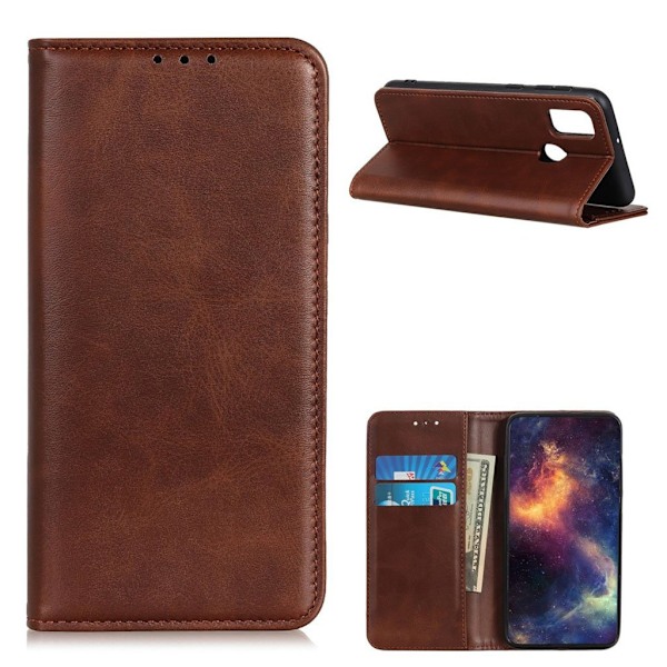 Wallet-style ægte Læder Flipcase til Motorola Moto G30 - Kaffe Brown