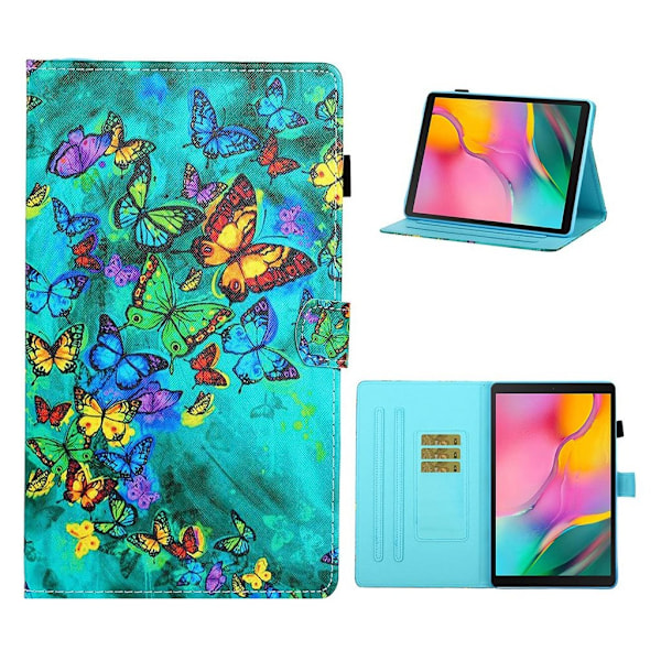 Samsung Galaxy Tab A 10.1 (2019) mönstrat flipfodral i läder - Färgglada Fjärilar multifärg