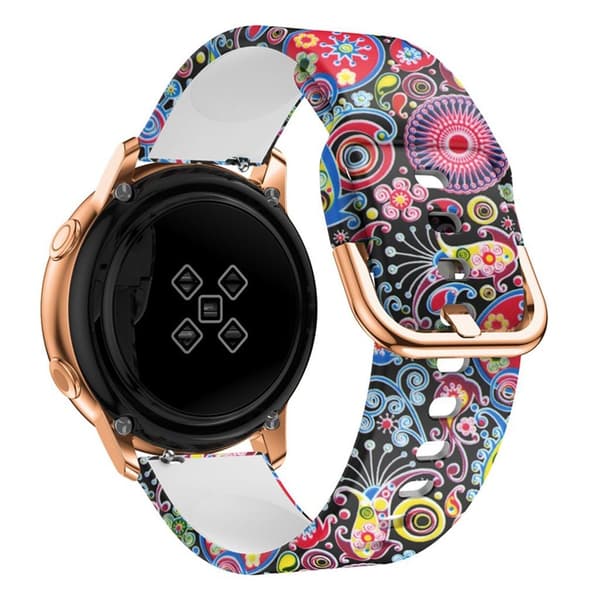 20mm Samsung Galaxy Watch Active Mønster Silikon Klokkereim - Paisley Blomst Multicolor