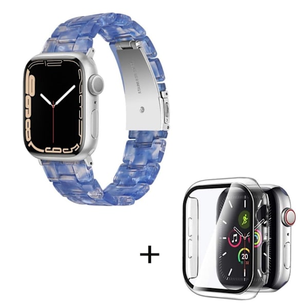 Apple Watch SE 2022 (44mm) 3 helmen hartsityylinen kelloranneke kirkkaalla suojuksella - Läpinäkyvä Tummansininen Blue