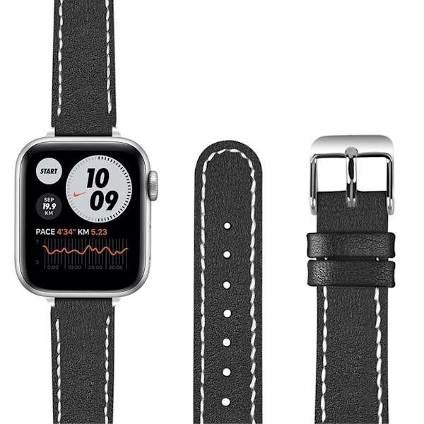 Apple Watch (41mm) elegant urrem i ægte læder - Sort Black