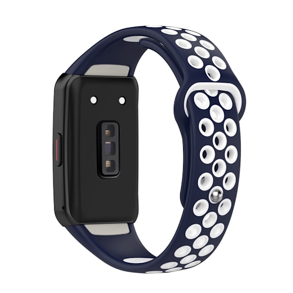Huawei Band 6 / Honor Band 6 kaksivärinen silikonikellohihna - Keskiyön Sininen / Valkoinen Blue